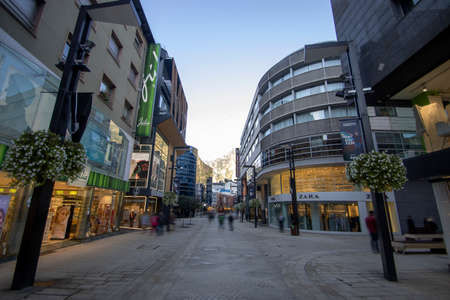 The streets of downtown Andorra la Vella in Andorraのeditorial素材