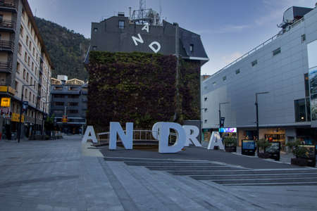 The streets of downtown Andorra la Vella in Andorraのeditorial素材
