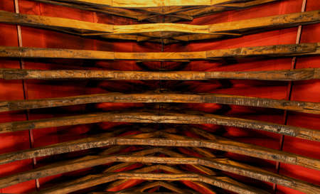 The wooden roof supports of the St Georges Guildhall in Kings Lynn, Norfolk, UK