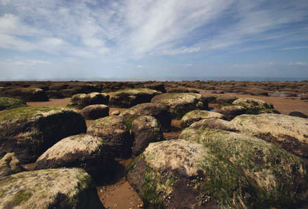 Low tide at the cliffs of Hunstanton in Norfolk, UKの写真素材