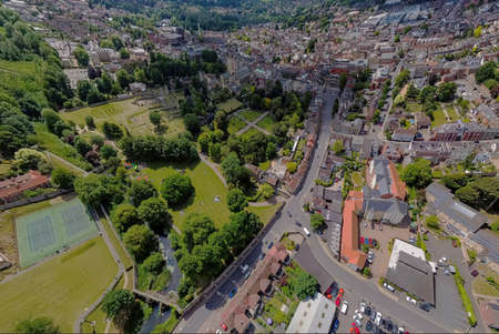 An aerial view of the St Edmundsbury Cathedral in Bury St Edmunds, Suffolk, UK