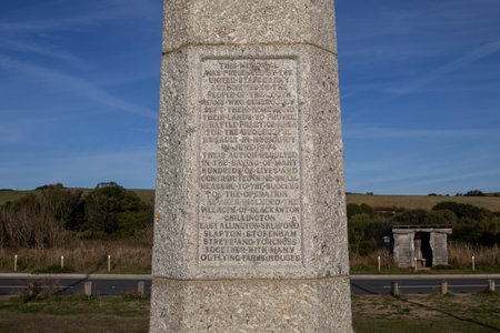 The memorial presented to the local residents by the United States at Slapton Sands in Devon, UKのeditorial素材