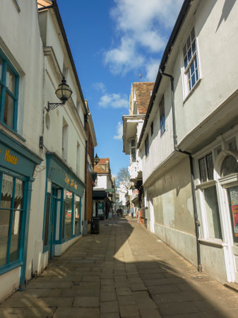The narrow St Stephens Lane in the centre of Ipswich, Suffolk, UKのeditorial素材