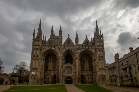 The Cathedral Church of St Peter, St Paul and St Andrew in Peterborough, Cambridgeshire, UKの写真素材