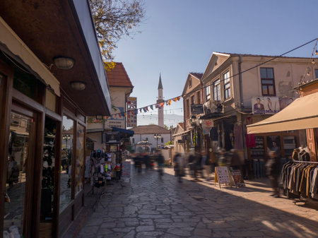 The narrow streets of the Old Bazaar in Skopje, North Macedonia