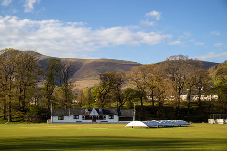 Fitz Park is home to Keswick Cricket Club in Cumbria, UKの写真素材