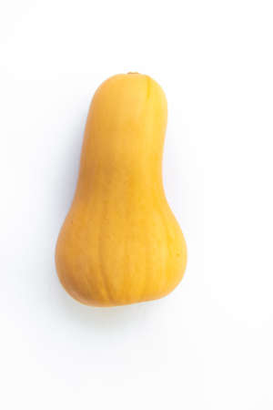 butternut squash isolated on white background, autumn fall, thanksgiving.top view.の写真素材