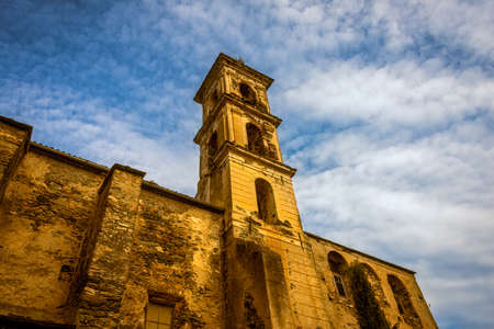 the convent of sanfrancescu, oletta corsica against a blue skyの写真素材