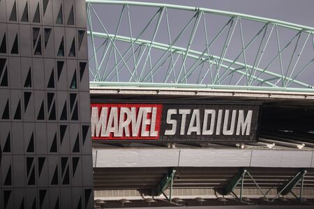 Melbourne, Victoria, Australia, May 31 20219 Marvel stadium Business sign Australiaのeditorial素材
