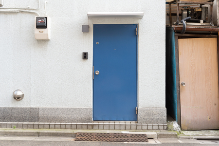 sidewalk by street wall  and  doorのeditorial素材