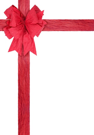 red cross ribbons for packaging with bow isolated on whiteの写真素材