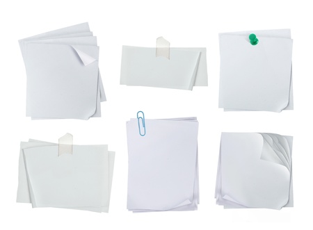 white note paper over white backgroundの写真素材