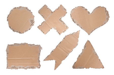 cardboard with unique shape like heart, circle, triangle, cross and arrowの写真素材