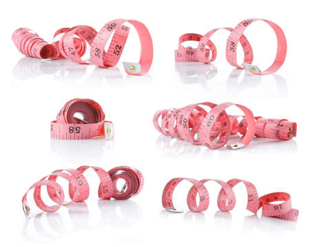 Set of measuring tapes isolated on white background