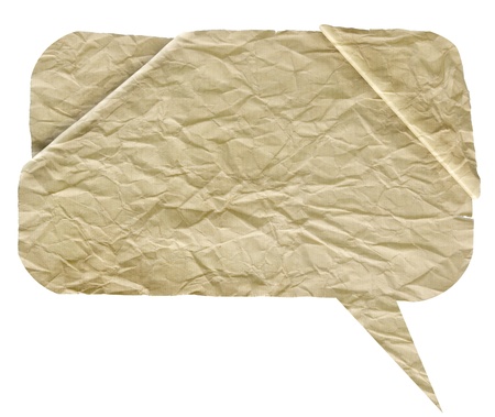 crumpled high detail Paper speech bubbles over whiteの写真素材
