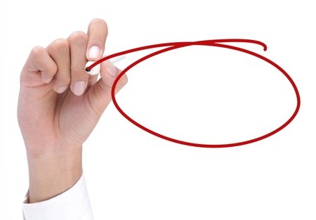 hand drawing a red circle. ready for your text inside the circleの写真素材