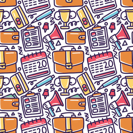 doodle set of bussiness tools hand drawingのイラスト素材