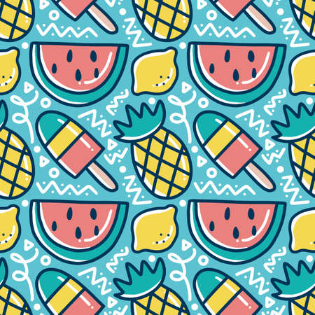 scribble pattern of hand drawn fruit holiday