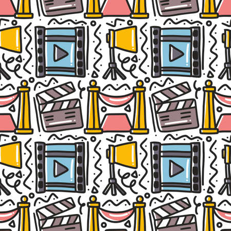 hand drawn doodle cinema showのイラスト素材