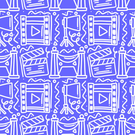 hand drawn doodle cinema showのイラスト素材