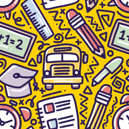 art decoration of school time hand drawingのイラスト素材