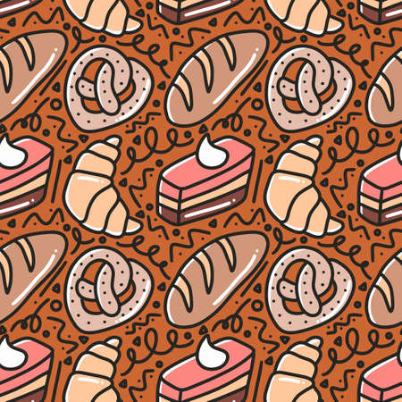 line art picture of pastry hand drawingのイラスト素材