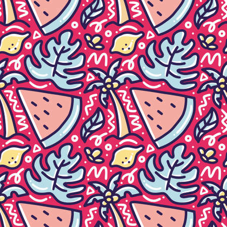 Hand drawn doodle set summer on the beach