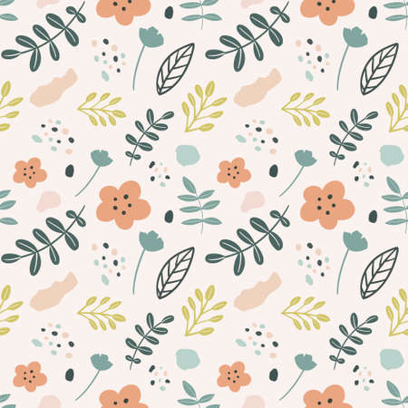 unique pattern of flowers and leafのイラスト素材
