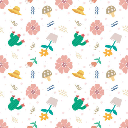 sketch of a unique flowers with other objectsのイラスト素材