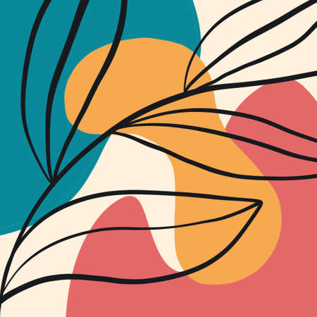 leaf illustration art with pastel color backgroundのイラスト素材