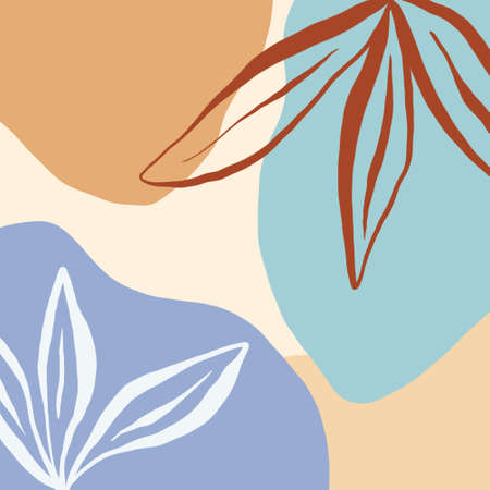 tropical leaf art illustration minimalism styleのイラスト素材