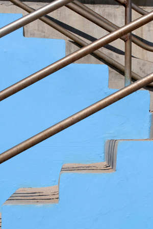 A set of stairs and rails at a beach in Mexico.の写真素材
