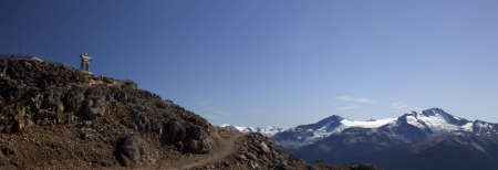 Banner of an Inukshuk at the top of the Peak in Whistler, BCのeditorial素材