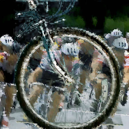 Collage of diferent cycling-photos worked out and brouhgt together in photopaintX3の写真素材