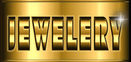 Jewelery, sign for promotional activities in shiny goldの写真素材