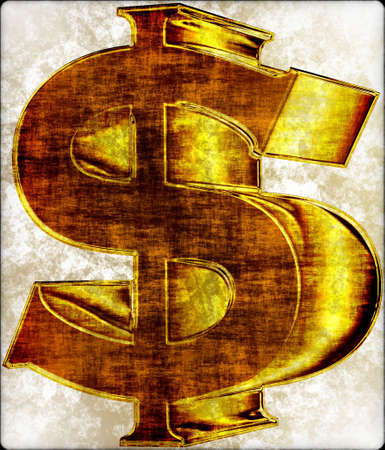 Grunchy dollar sign in gold as a background or decoration posterの写真素材