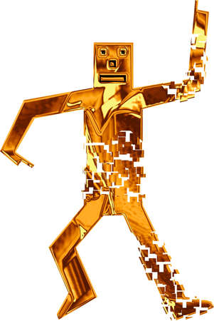 Golden man falling apartの写真素材