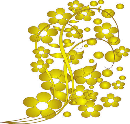 flowerdecoration in goldcolorの写真素材