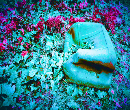 Trash thrown in natureの写真素材