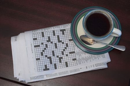Crossword Puzzle and Coffeeの写真素材