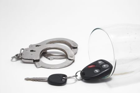 Drunk Driving Concept - Beer, Keys and Handcuffsの写真素材