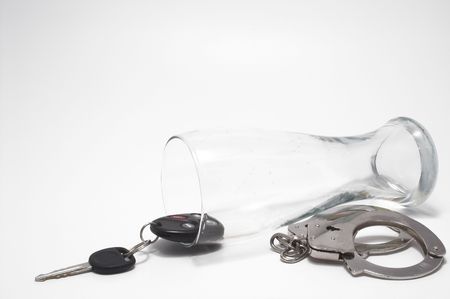 Drunk Driving Concept - Beer, Keys and Handcuffsの写真素材