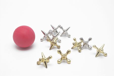 The children's game of Jacks in progress.の写真素材