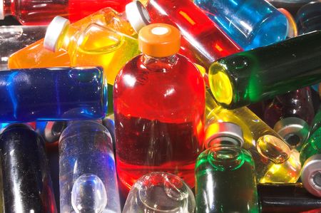 A collection of prescription medicine vials.の写真素材