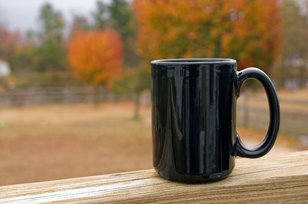 A mug of hot coffee in the morning.の写真素材
