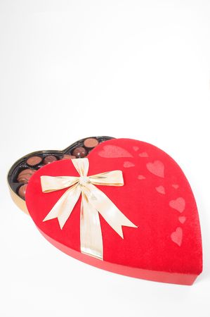 A heart shaped box of chocolate Valentines candy.の写真素材