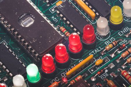 A set of LED's on a circuit board.