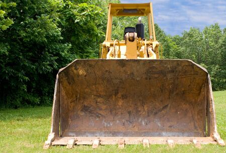 A large construction bulldozer ready for work.