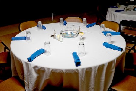 A banquet table at a fine gourmet event.
