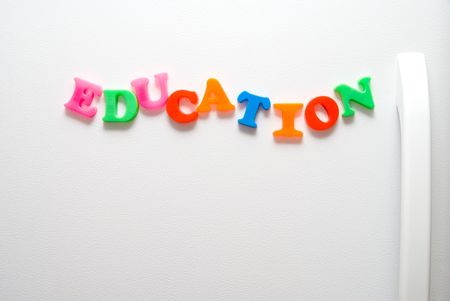 The word Education written with magnetic letters.の写真素材